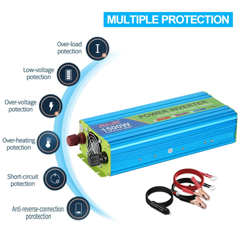 ALLTOP Low Frequency 300 600 750 1000 1500 2000 3000 Watt DC12/24V To AC220V Corrected Wave Power Inverter