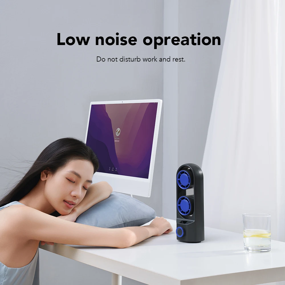 IMYCOO Rechargeable USB Oscillating Desk Tower Fan Dual Air Circulation Personal Quiet Table Fan for Home Office