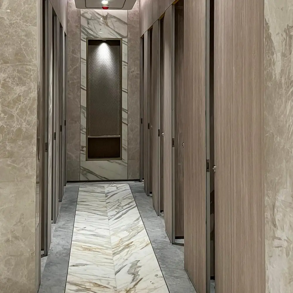 DEBO HPL wood grain partitions hinge cubicle for school partitions toilet
