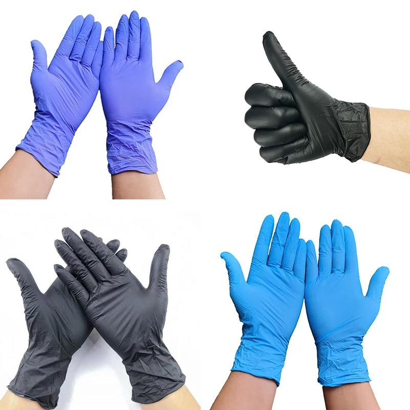 Factory Supply Micro-touch Food Grade Black Powder Free Nitrile Gloves in Beauty Salon Make Up