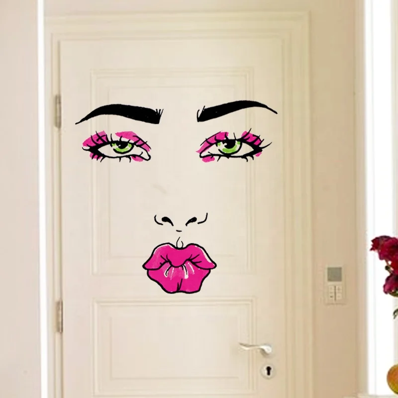 SK36002 Woman Face Removable Home Decor Fashion Modern Wall Stickers Women