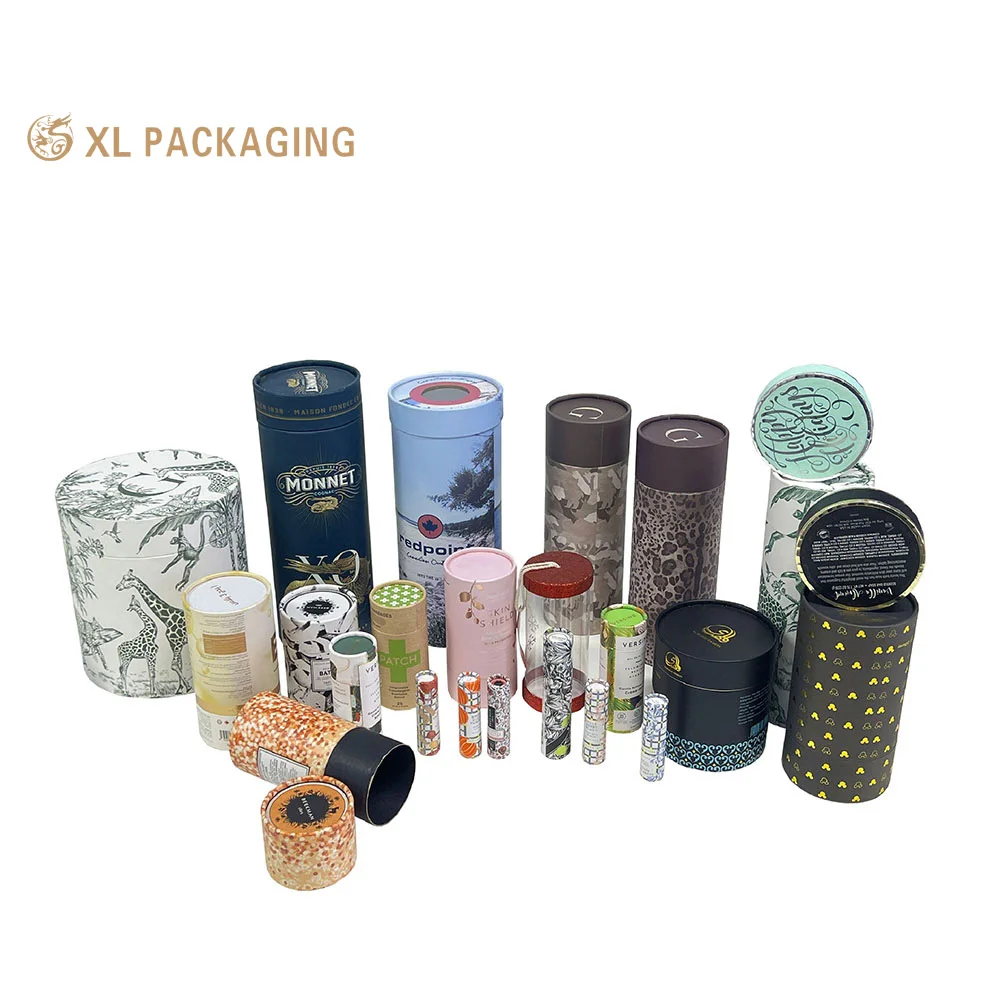 Custom Printed Pulp Paper Tube round Kraft Packaging Box for Tea Coffee and Advent Calendar Rigid Structure for Tea Coffee