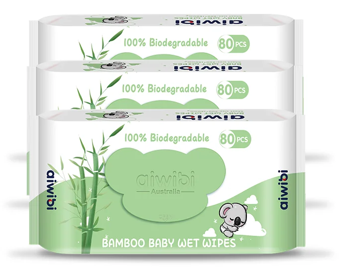 Aiwibi soft bamboo fiber fabric baby wipes delicate biodegradable organic clean and environmentally friendly baby wet wipes