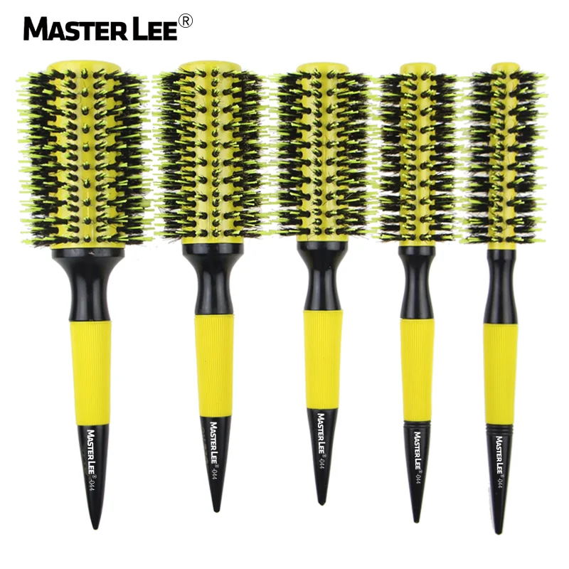 Shining Yellow Ceramic comb heat resistance round brush boar bristle other styling tools styling brush