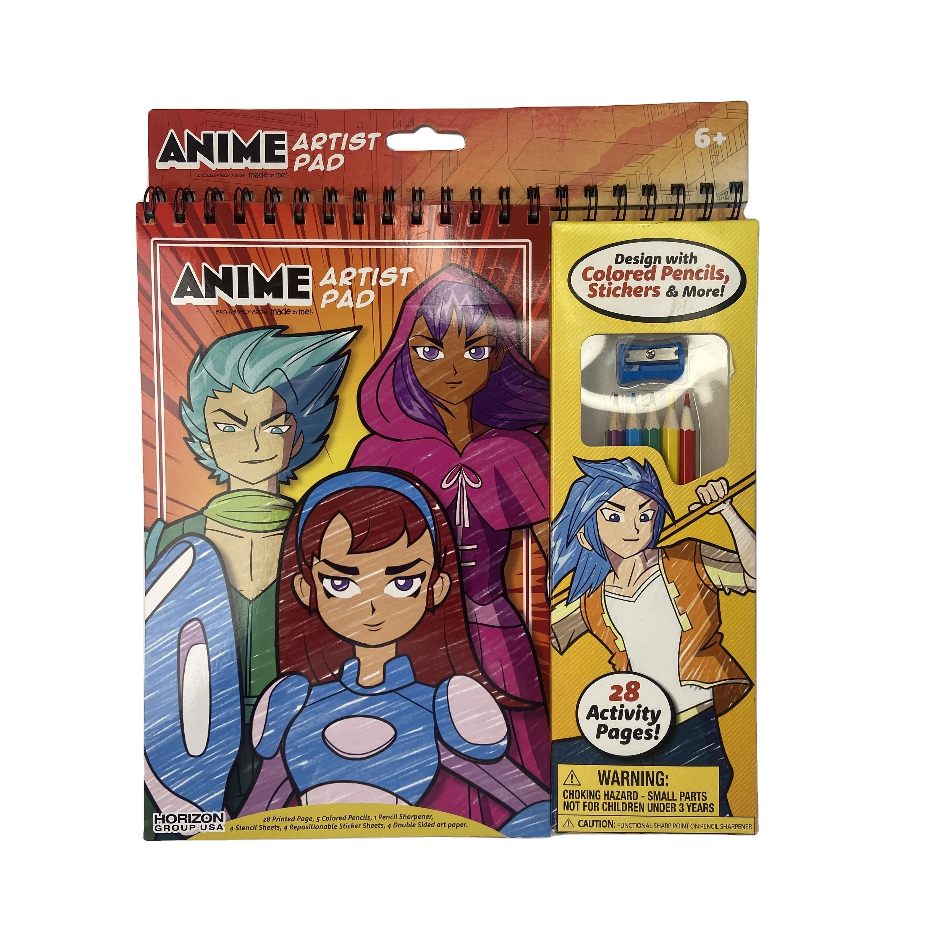Wholesale Custom Colorful Pencil Drawing Set ANIME Artist Pad with stencils and stickers