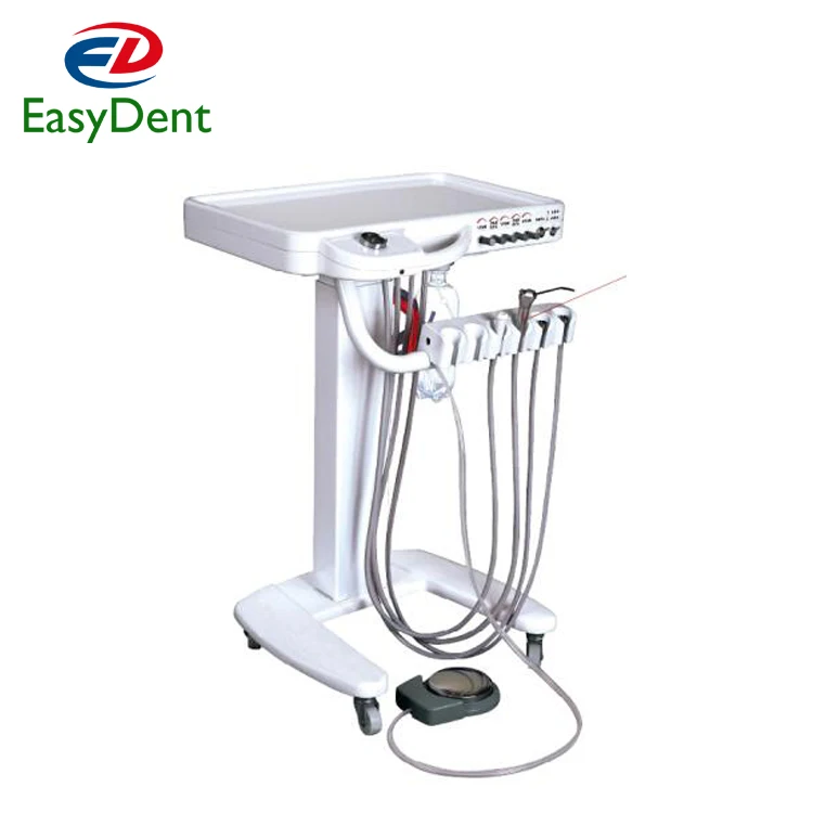 Hot sale mobile dental portable unit with 3 way syringe and 2 handpieces tubes and suction system
