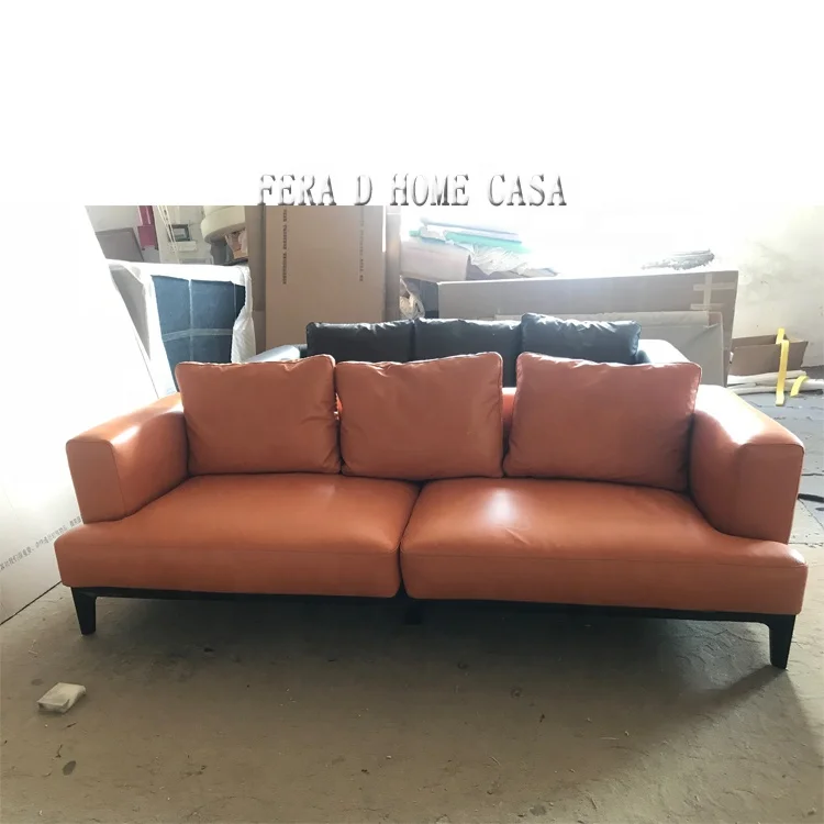 minimalist modern leather sofa ASH wooden frame wholesale 3 meter sofa