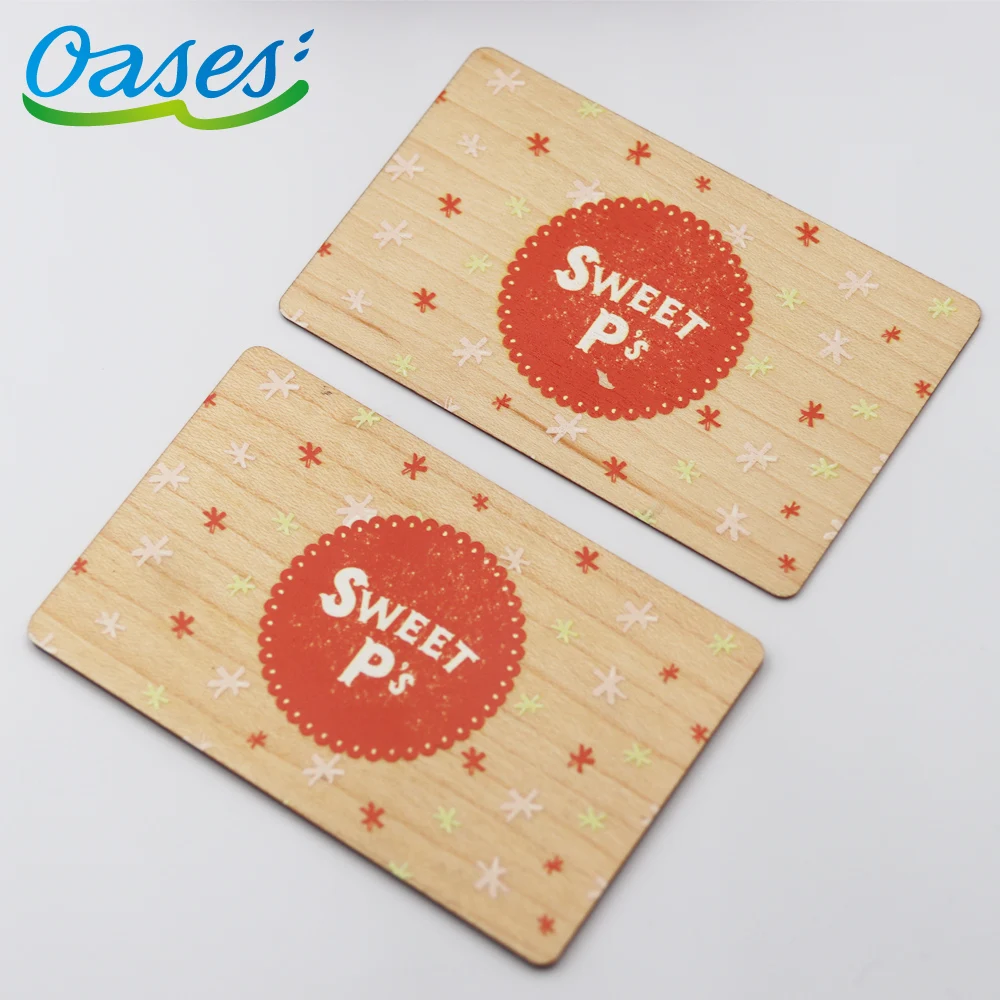Programmable Smart NFC Bamboo Wood Business Cards ISO14443a RFID Wooden Hotel Key Card