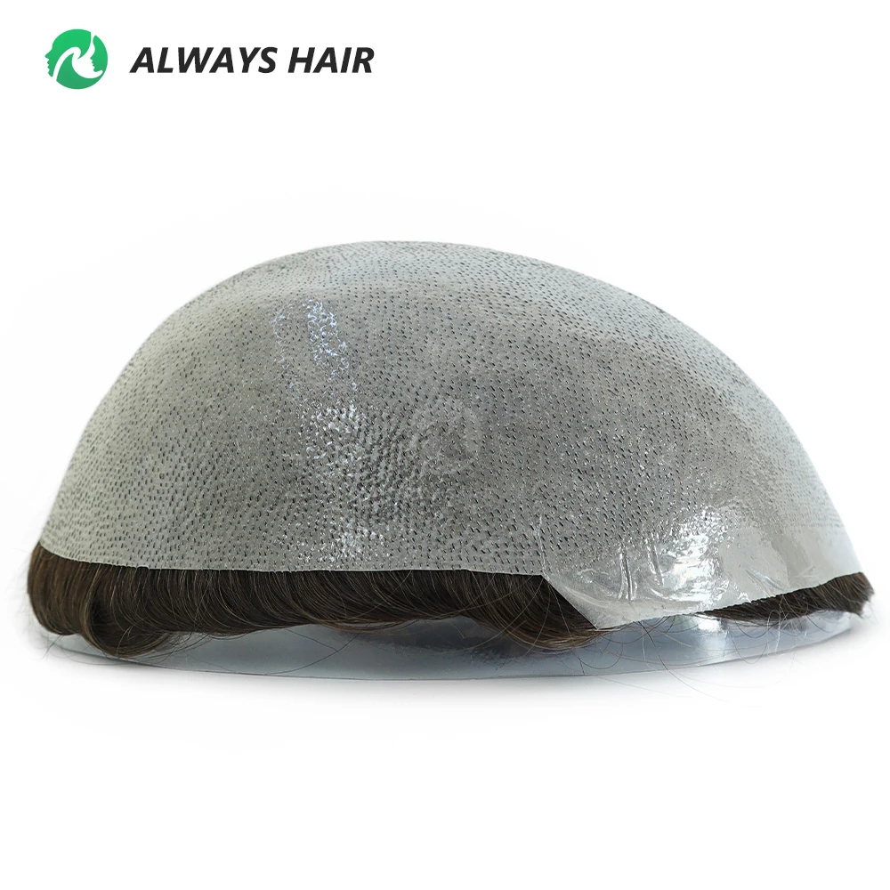 Front V Toupee For Man Human Hair Qingdao Invisible Thin Skin PU India Hair Men Wig