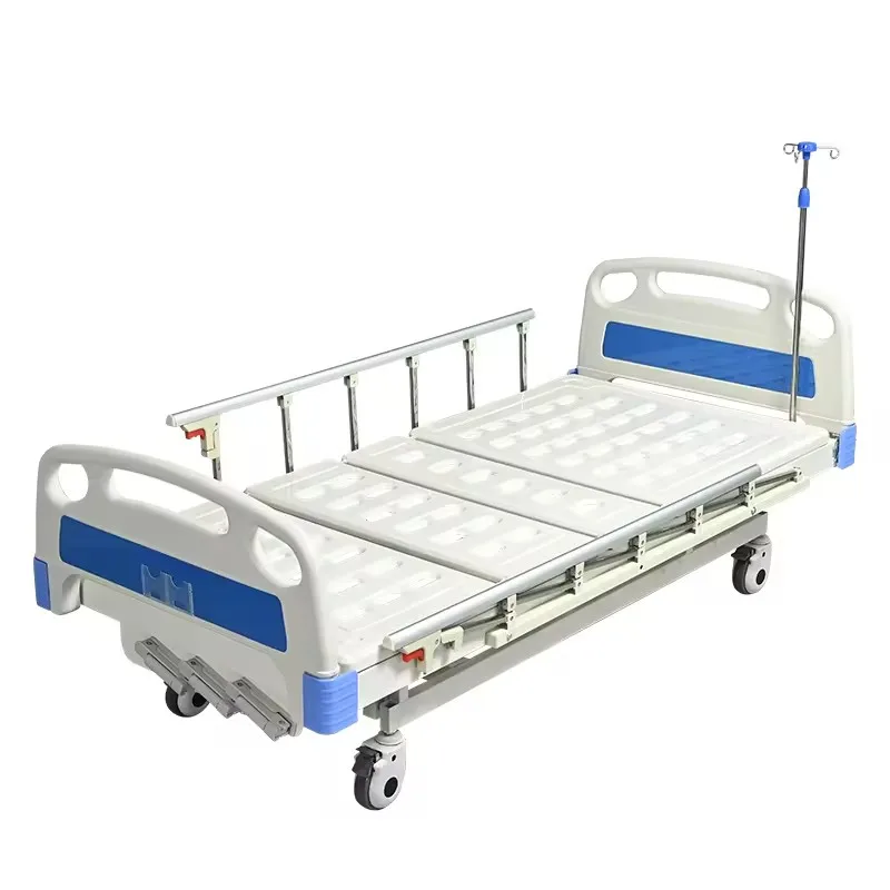 High quality Wholesale Manufacturer Directly Supply 3 Cranks Manual Patient Medical Bed for Hospital with wheels