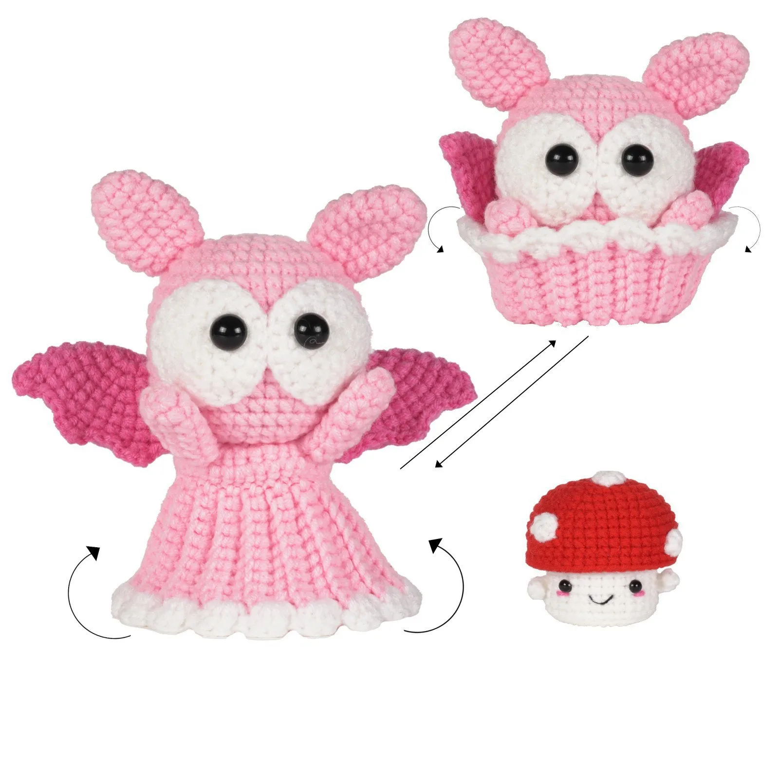 Handmade crochet material bag woven with DIY yarn to make small toy ornaments Halloween style