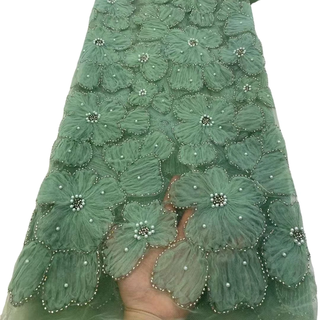 lace design sequins lace fabric with beads for wedding dress dubai flower lace embroidered fabric