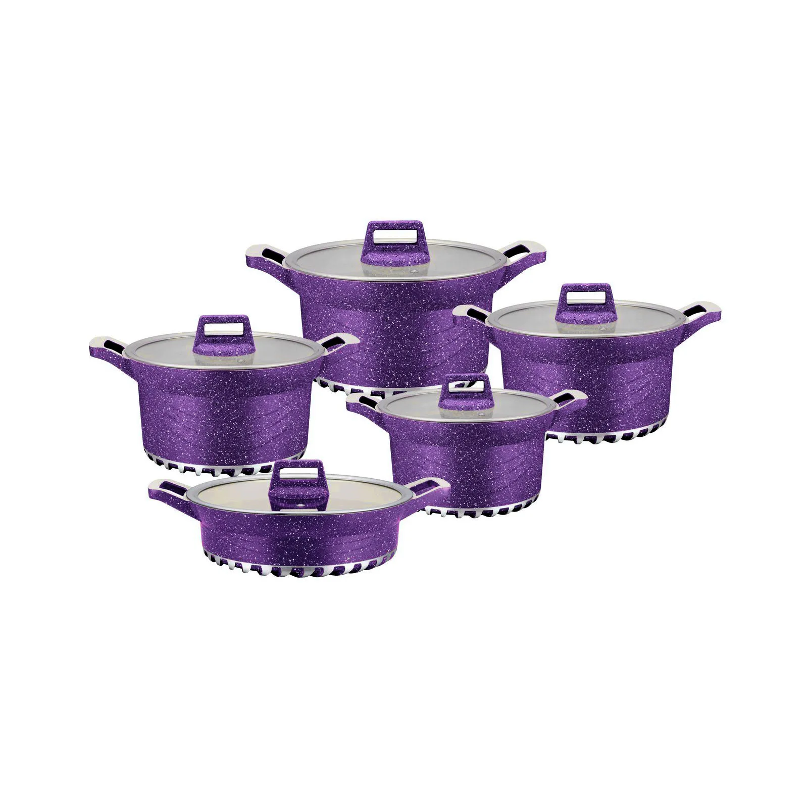 Pans Kitchen Utensils Die Cast Non-stick Cookware Set 10 Piece Wood Modern Glass Cover Household Aluminum Customized Size