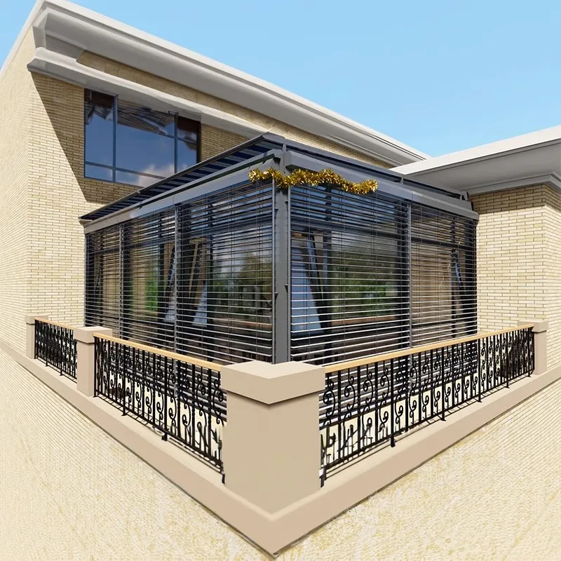 Balcony Free Standing Winter Garden Aluminum Frame Slant Roof Sunroom Outdoor Conservatory Solarium Glass House Sun Room
