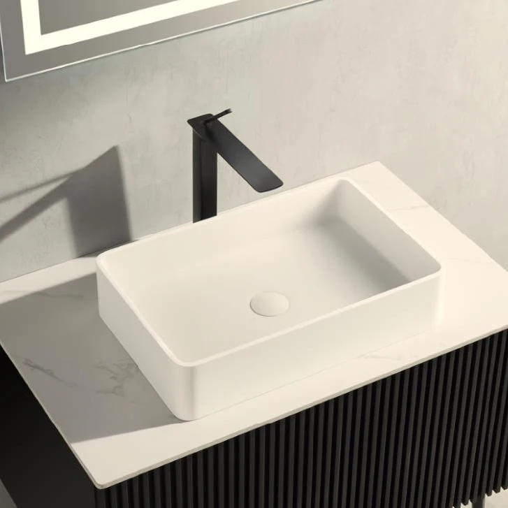 21.25' x13.75' Matte white Bathroom Vessel Basin Artificial Stone Solid Surface Countertop Sink 540x350MM