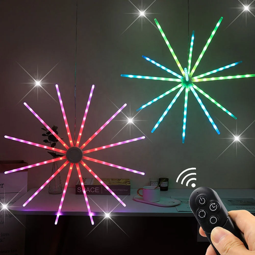 L Holiday Festival Decor Outdoor Lighting IP65 USB DC5V 96 LEDs Firework Lights String Fan LED Firework Light Outdoor Decor