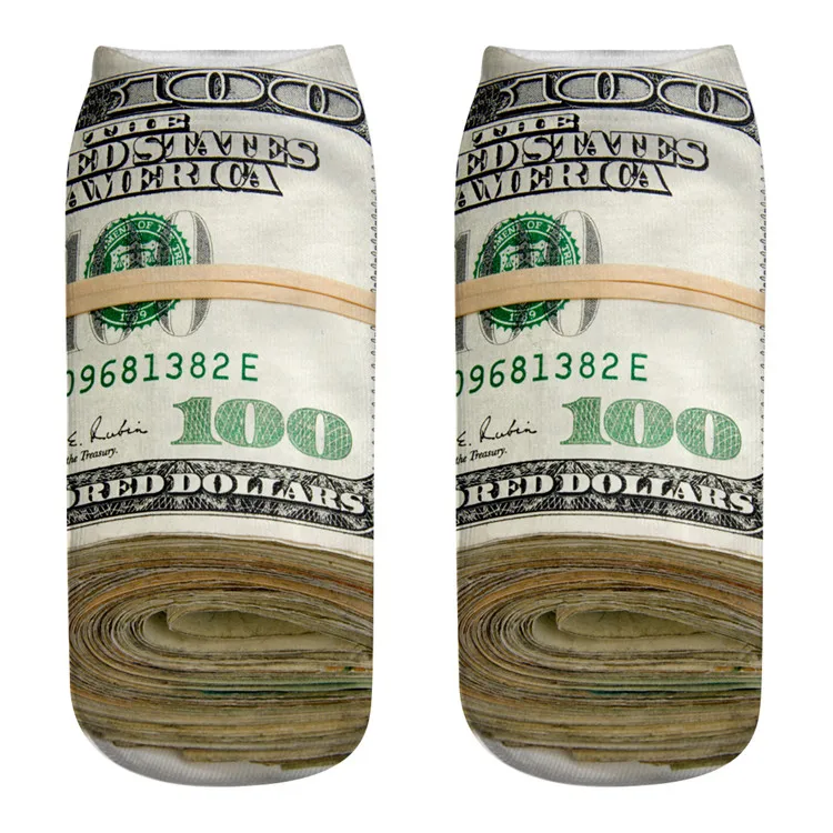 China Supplier Personalized US Dollar Money High Quality  3D Customized Socks