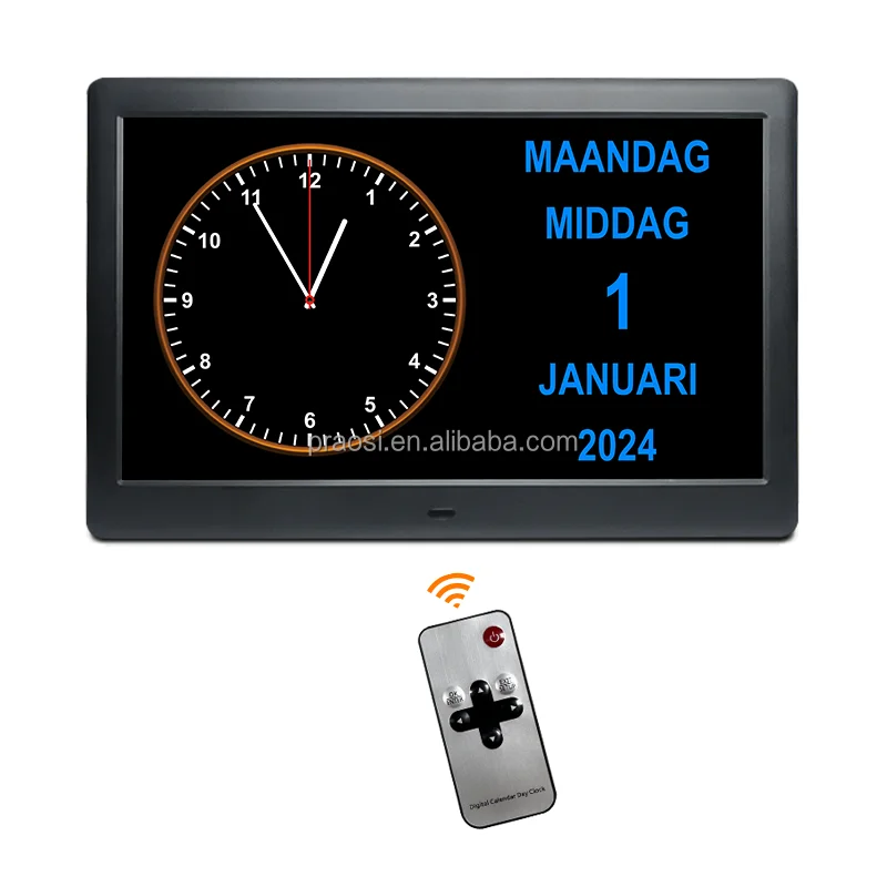 Pros LCD Large Display Day Date Time Dementia Clocks 10 Inch Digital Calendar Clock with 24 Alarm for Senior Elderly Memory Loss