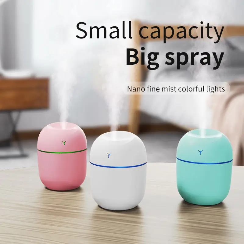 Portable Mini Humidifier 220ml Small Cool Mist Humidifier USB Personal Desktop Humidifier for Baby Bedroom Travel Office Home