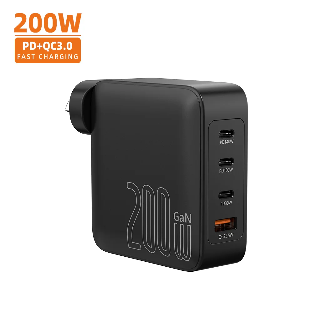 Vina Gan PD3.1 200W 4- Port A+C PD Wall Charger Quick Charging for IPhone Mac book Laptop Phone