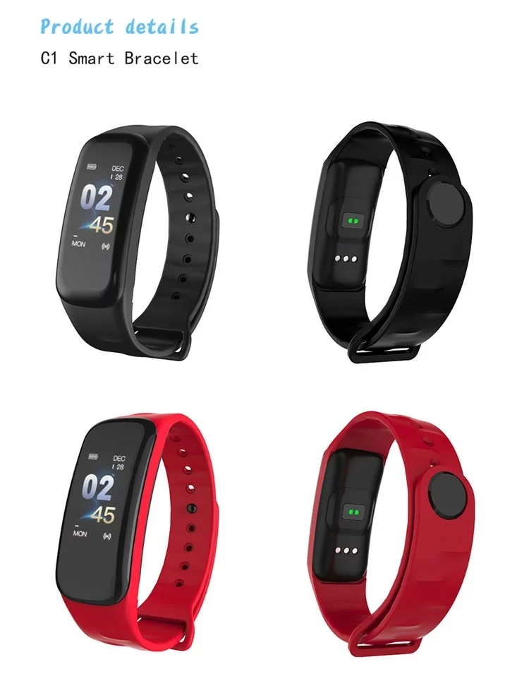 C1 Plus Smart Bracelet, Fitness Tracker Waterproof Heart Rate Monitor Blood Pressure Smart Wristband with Wearfit APP