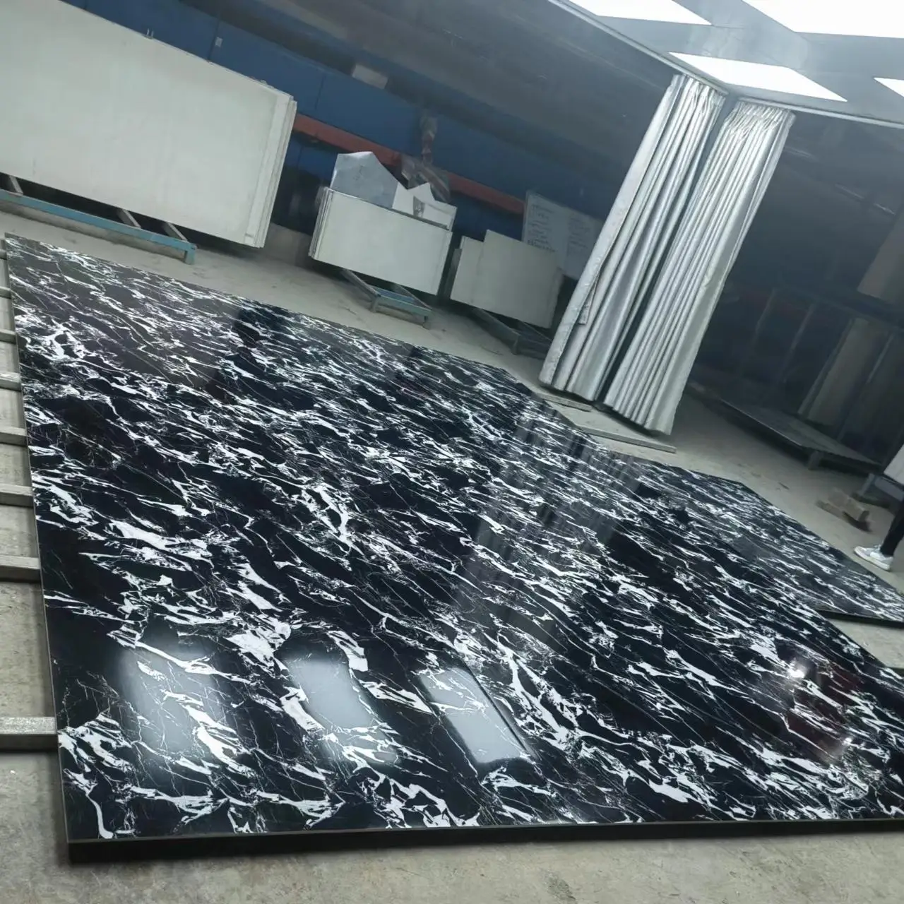 1600x3200x12mm black porcelain ceramic polished glazed slab glossy big porcelain slab tile for floor wall decoration