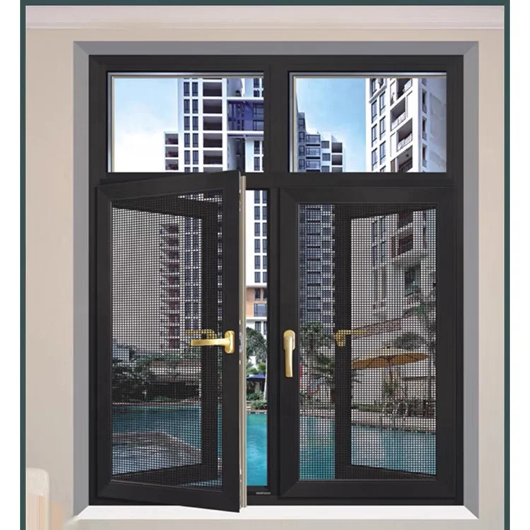 Exterior fixed corner insulated glass break frameless ghana doors and aluminium frame thermal storm security grills for windows