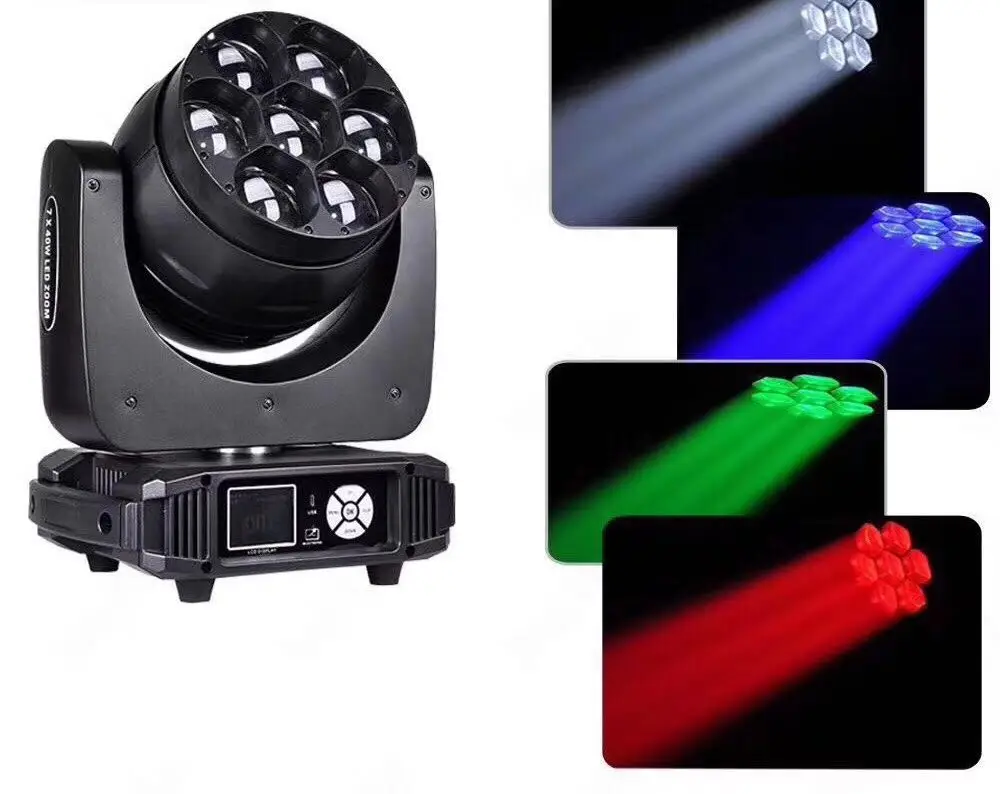 7*40W RGBW ZOOM Beam-Wash LED Moving Head Light (24CH/16CH) MHLED 740A