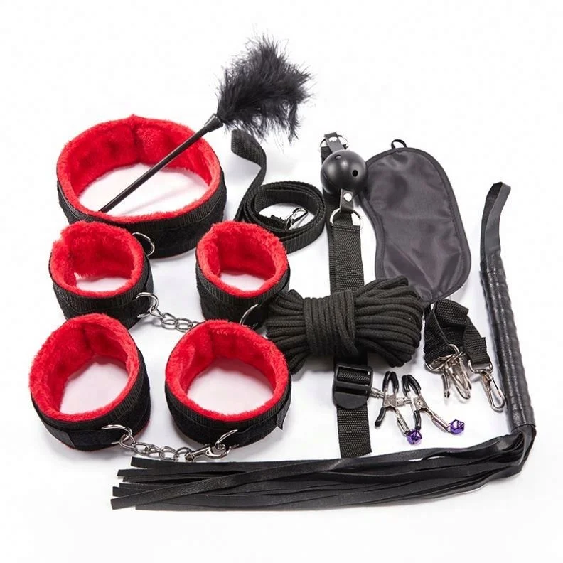 Bdsm Sex Toys Adult Sex Products, Couples, Flirting, Sex Toys, Nipple Clips, Handcuffs, Feathers, Whip, And Eye Mask 5-Piece Set