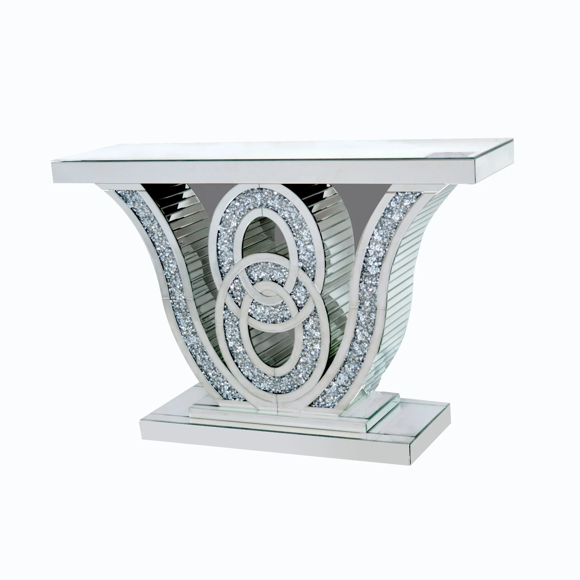 European Modern Crystal Mirrored Crushed Diamonds Console Table