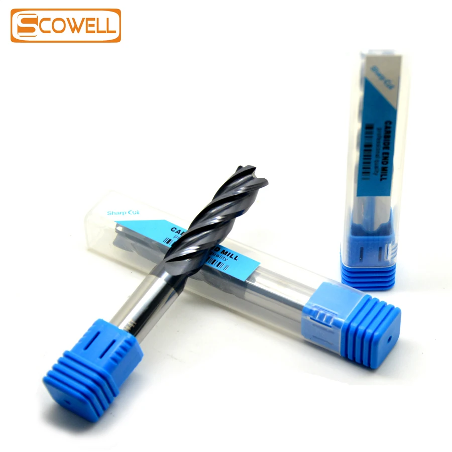 4 Flutes Flat End Mill Cutter Tungsten Carbide Straight Shank 1mm - 12mm Center Drill CNC End Milling Route Bits