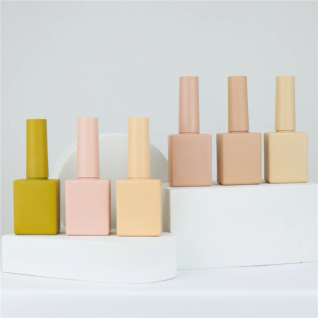 OEM custom wholesale 8ml 10ml 15ml 16ml square nail polish bottle with caps yellow orange fancy nail polish bottle