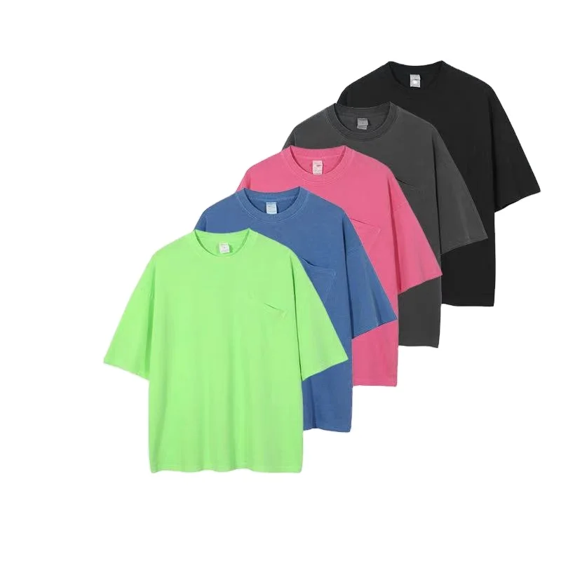 2021 premium thicker cotton pocket design wash t-shirt oversized black washed tee tshirt