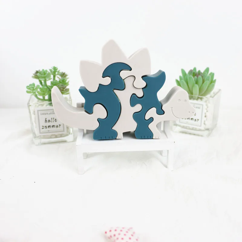 Dinosaur Food Silicone Baby Stacking Kids Toy Education Montessori Game Wholesale Puzzle Educational Baby Toy