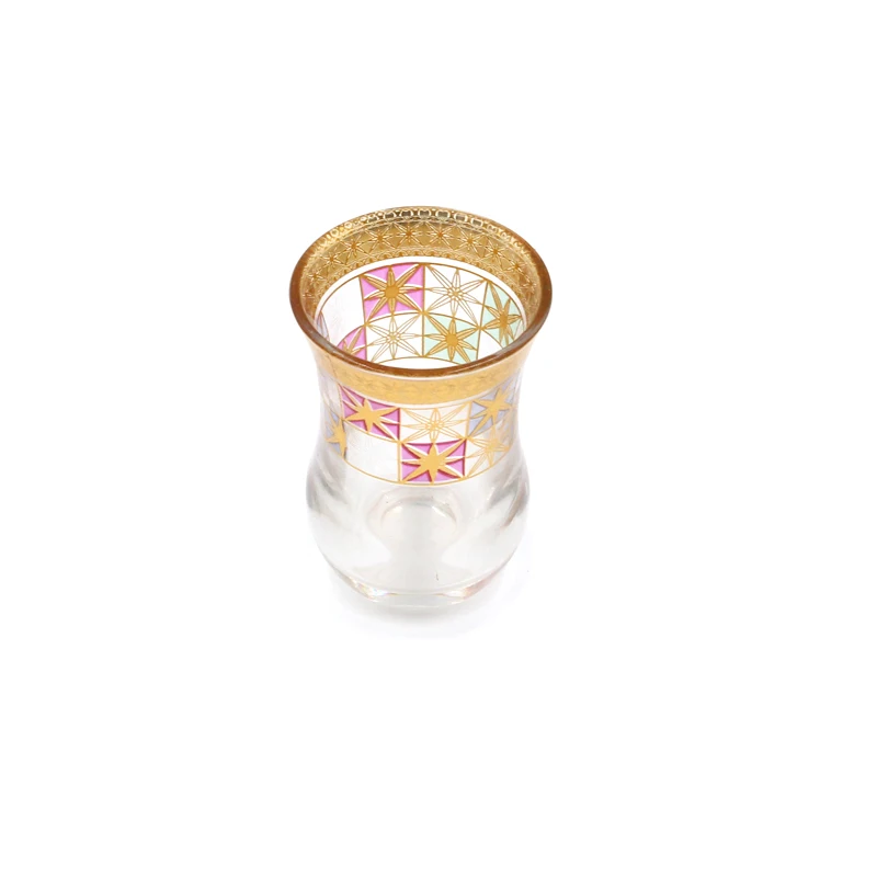 
Yiwu Wholesale golden glass cups set 70ml without handle arabian tea coffee cup clear turkey glass cup set 