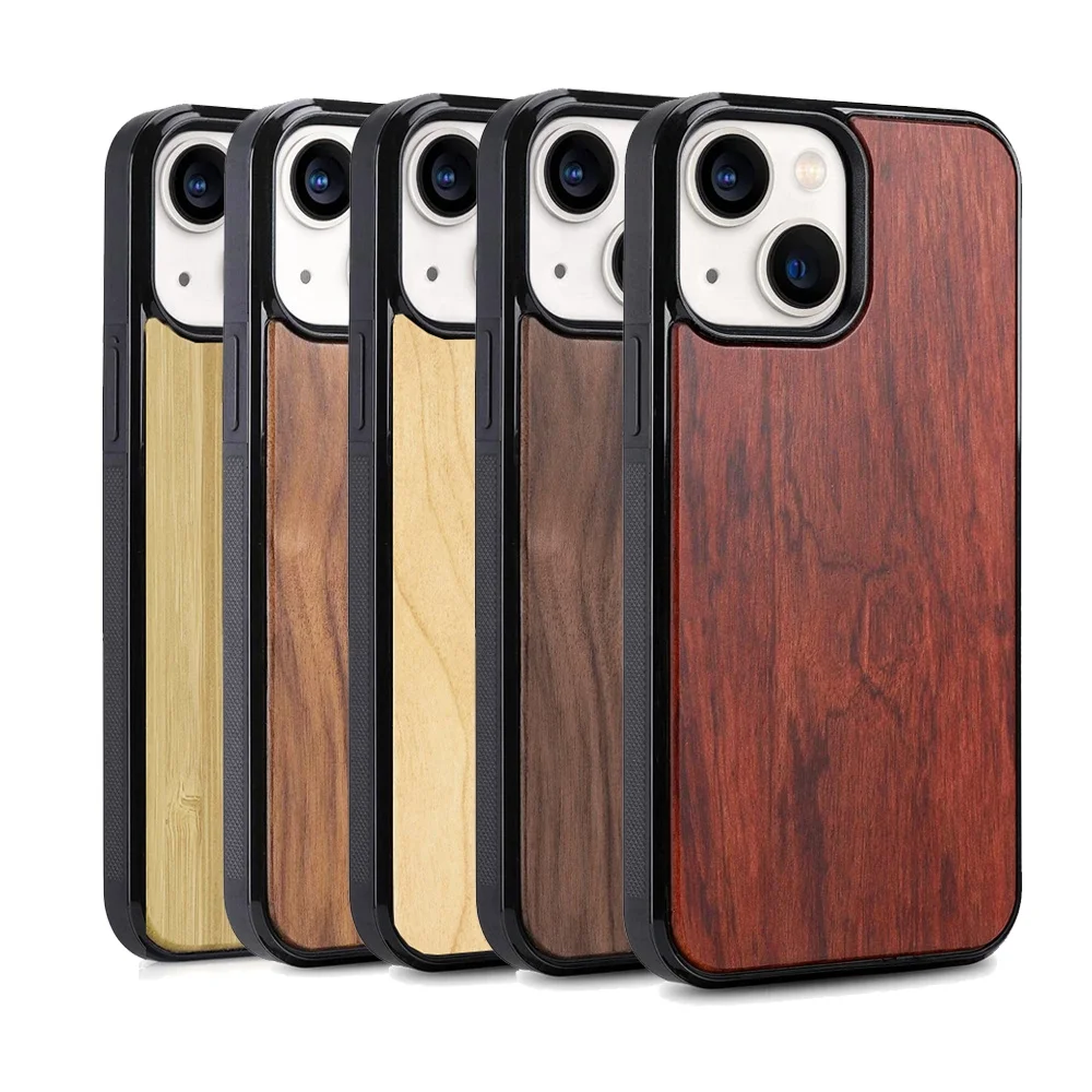 Custom Real Natural Wooden Bamboo Back Cover Slim Shockproof Bulk Wood Phone Case for Iphone 13 12 11 x 6 7 8 Pro Mini Max