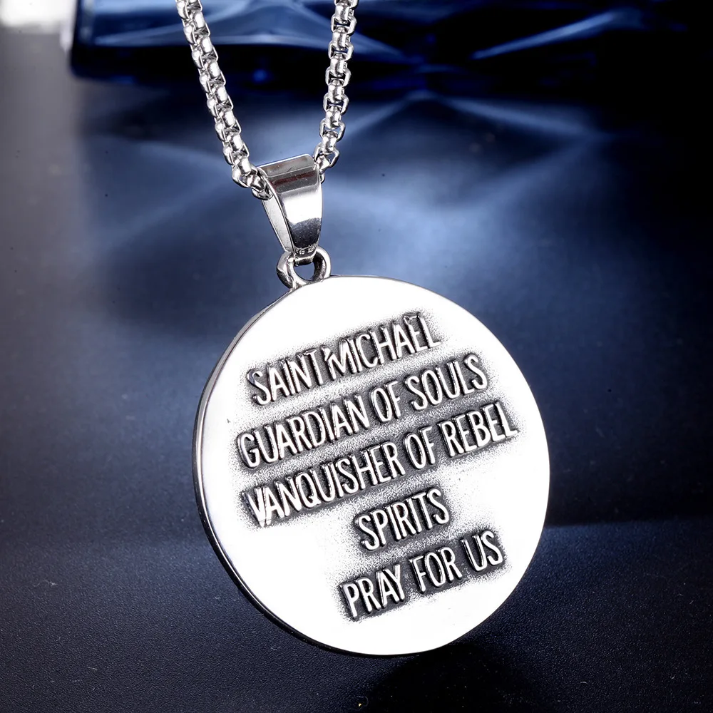 Stainless steel Religious st.michael the archangel pendant protection necklace for Saints Gifts