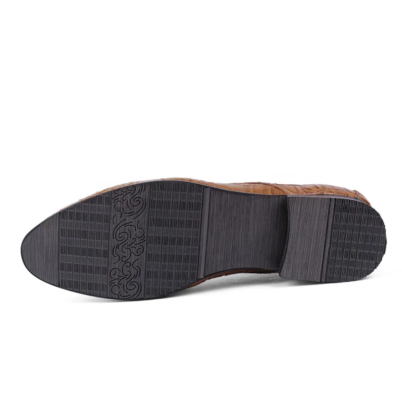 Men Lace-Up Cow leather shoe Crocodile pattern formal shoes men Genuine leather derby casual dress Shoes