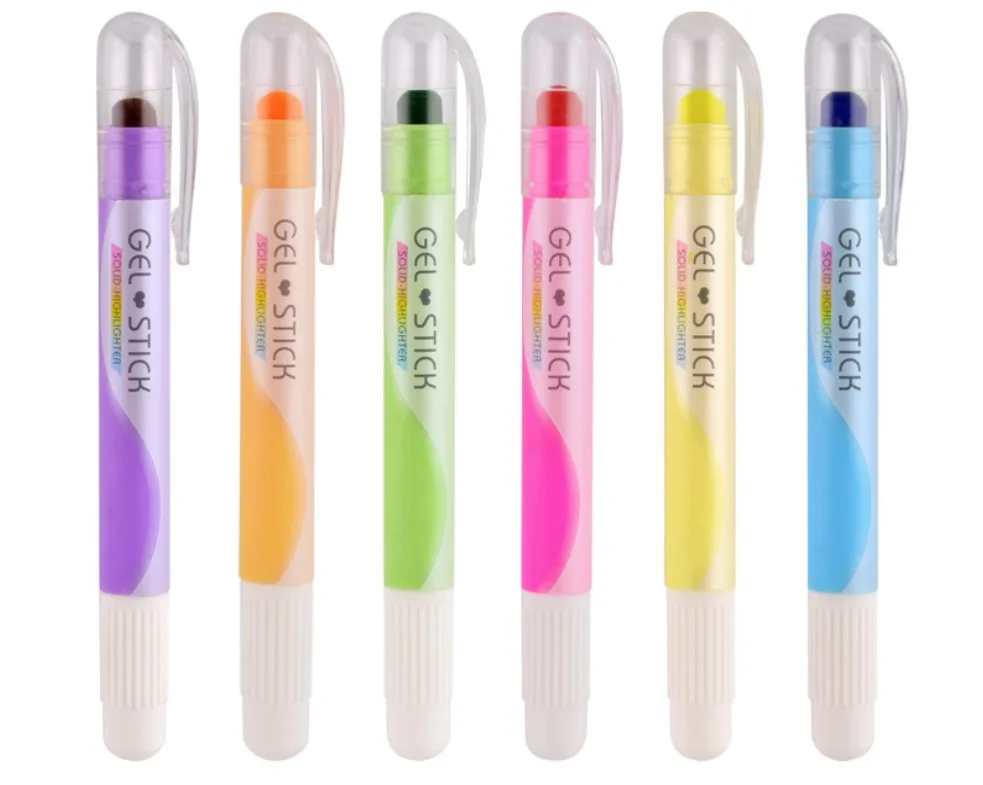 Gel highlighters solid wax highlighter stick twist solid accent pen bright neon fluorescent highlighter marker