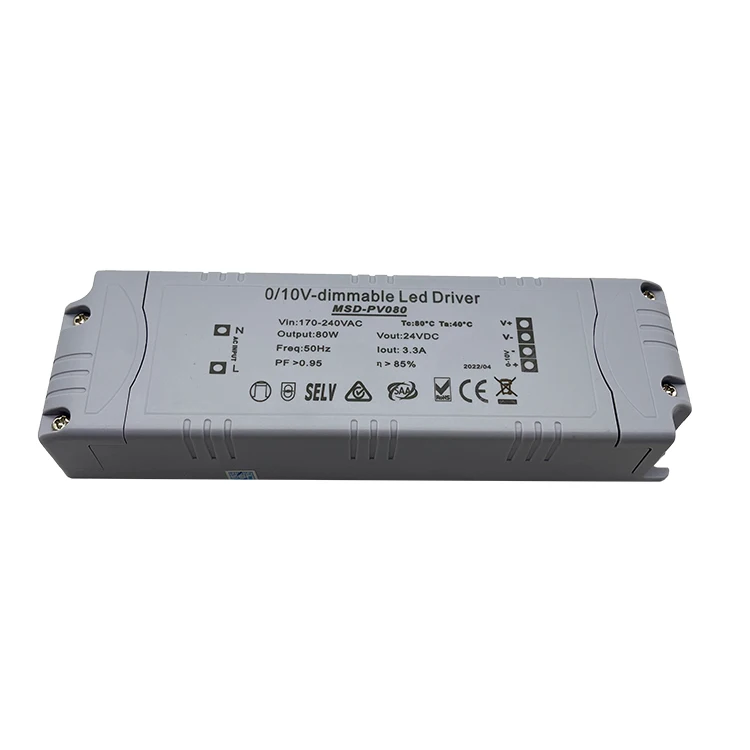 0/1-10V 80W dimmable Constant voltage led driver  3300mA 6000mA for indoor lighting