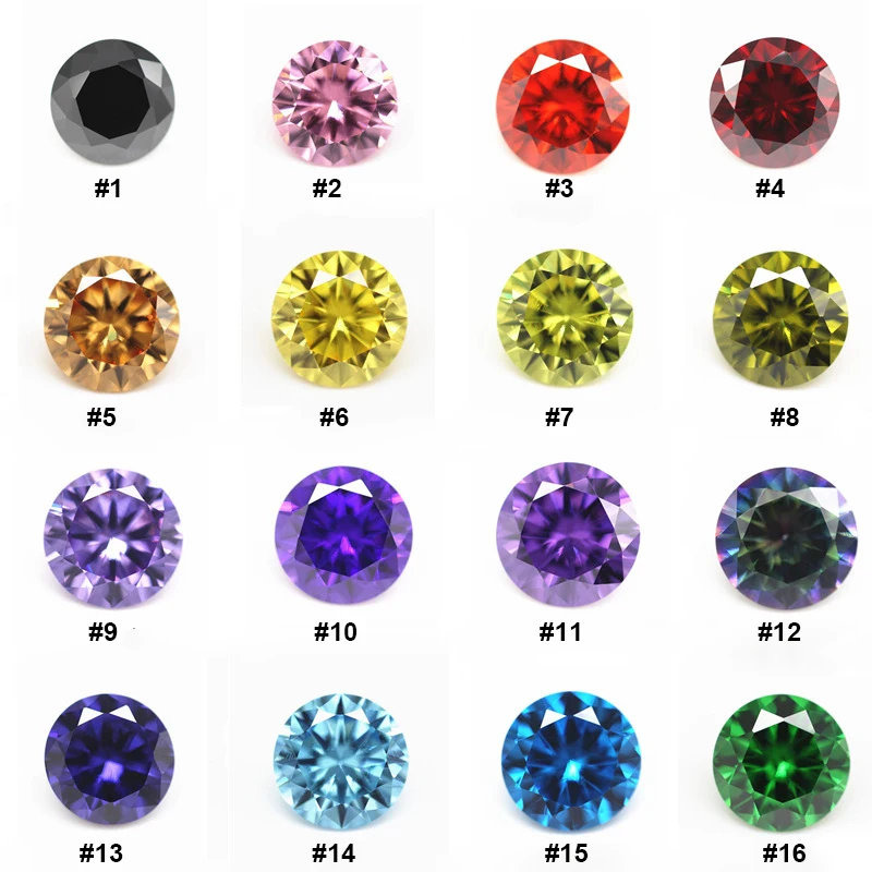 Wholesale 3MM-12MM Round Shape Colorful Synthetic Cubic Zircon 5A Round Cut CZ Stone Loose Gemstones Cubic Zirconia