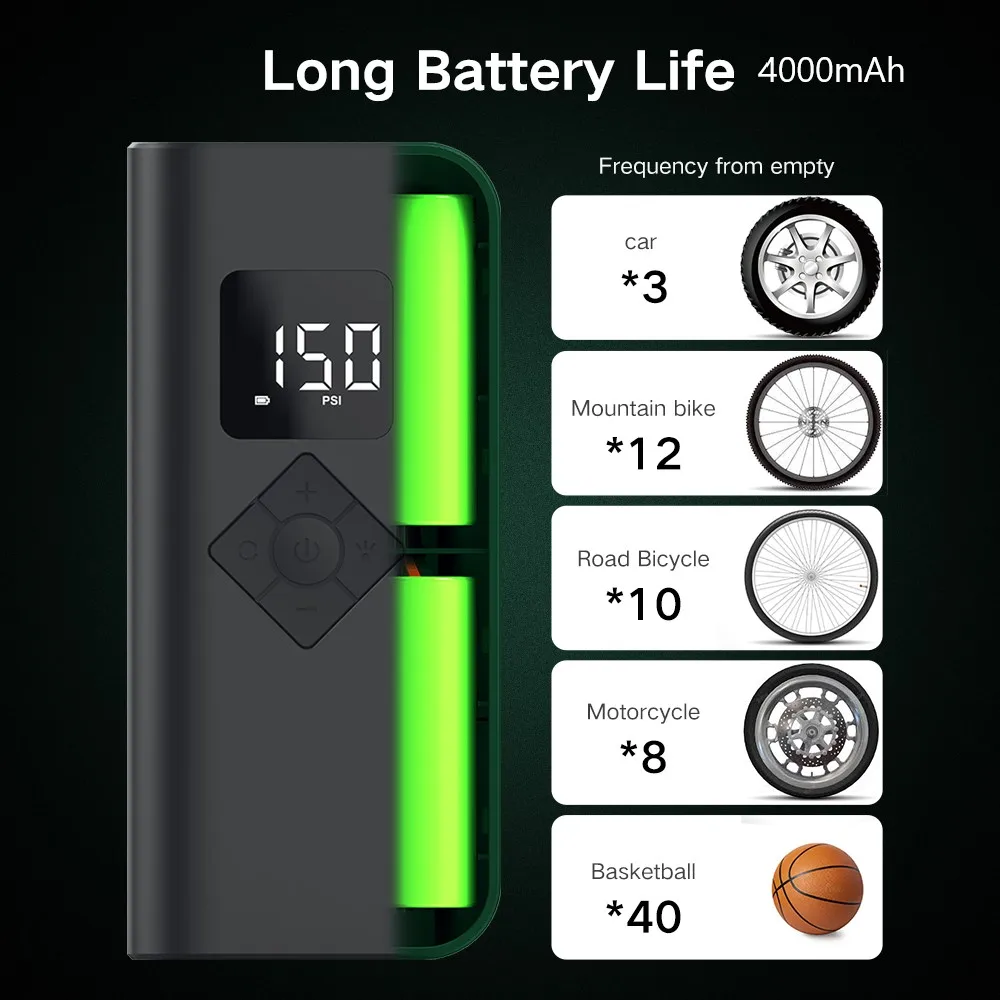 Customizable Tyre Air Compressor Pump Electric Cordless Wireless Car Tire Inflators