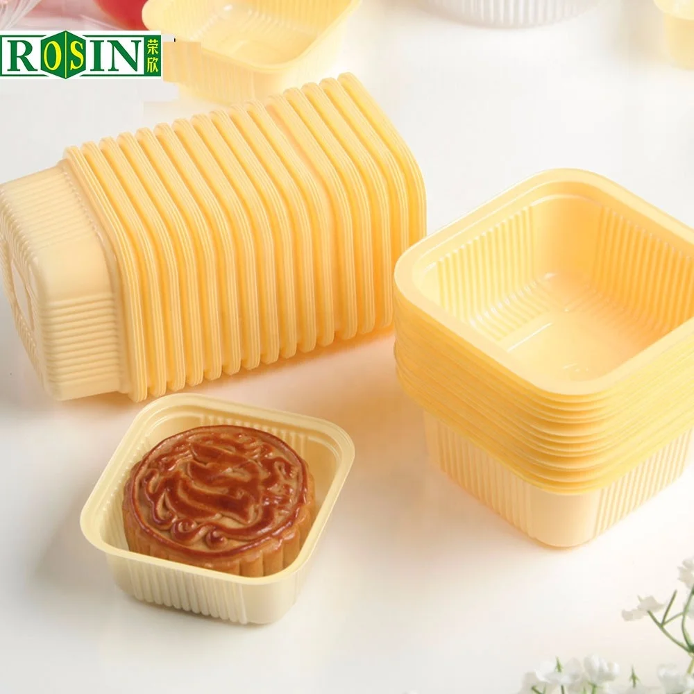 Customized 100PCS OEM Blister Plastic Food Packaging Mooncake Biscuit Cookie Dessert Packaging Food Container