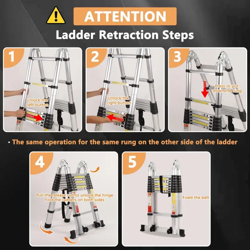 Multifunctional Lifting Engineering Stairsladder rack  Thickened Folding Ladder  Aluminum Telescopic Ladder Herringbone Ladder