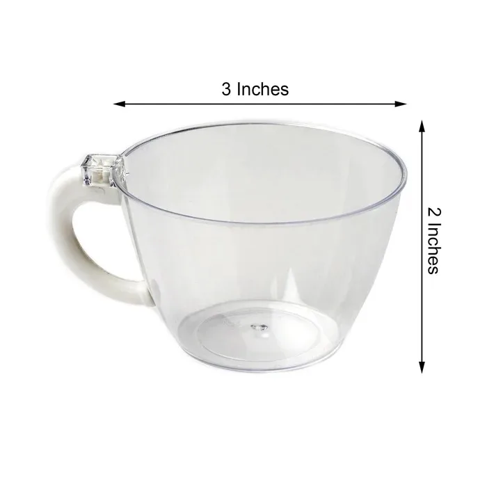 Disposable 6oz Coffee Cups with Handles ,180mlPlastic Coffee Mugs Plastic Tea Cups  for Wedding and Party
