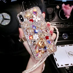 Dropship Luxury 3D  Diy Rhinestone Phone case Women Girls Bling Diamond Clear Bumper Cover for iPhone Samsung Huawei