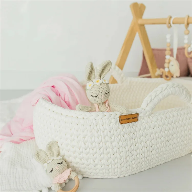 Wholesale Baby Stuffed Bunny Doll 100% Organic Cotton Crochet Baby Toy Custom Logo Crochet Bunny Amigurumi Stuffed Toy