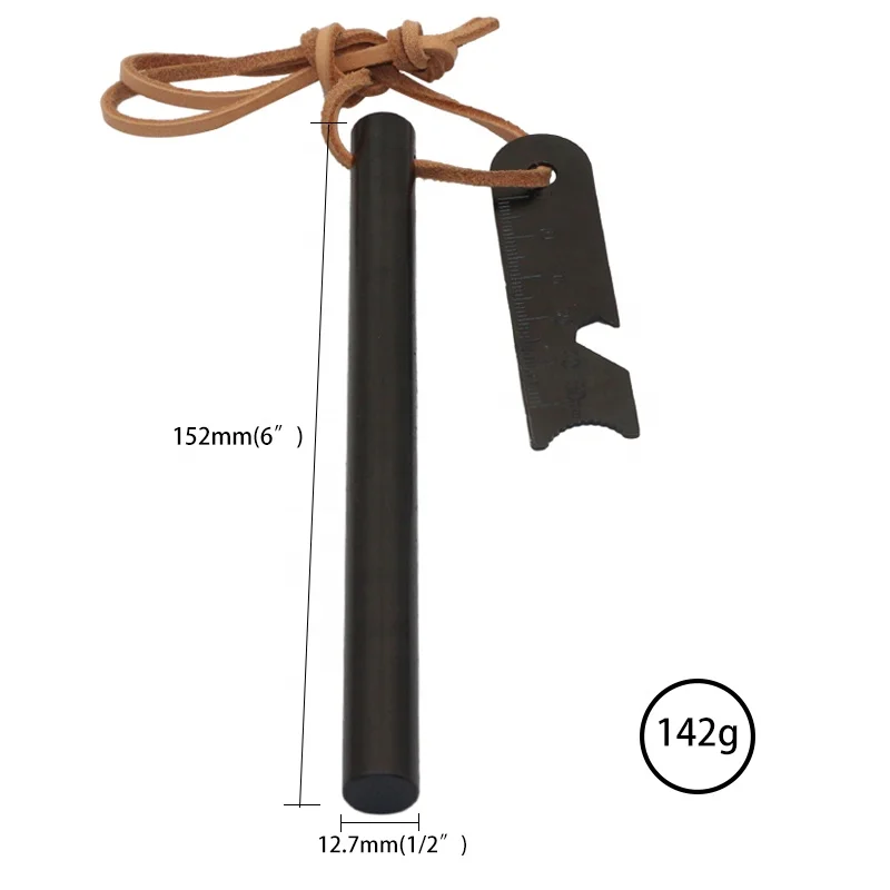 6inch Outdoor Survival Camping Gadgets Ferrocerium Fire Rod Steel Fire Starter with Leather String