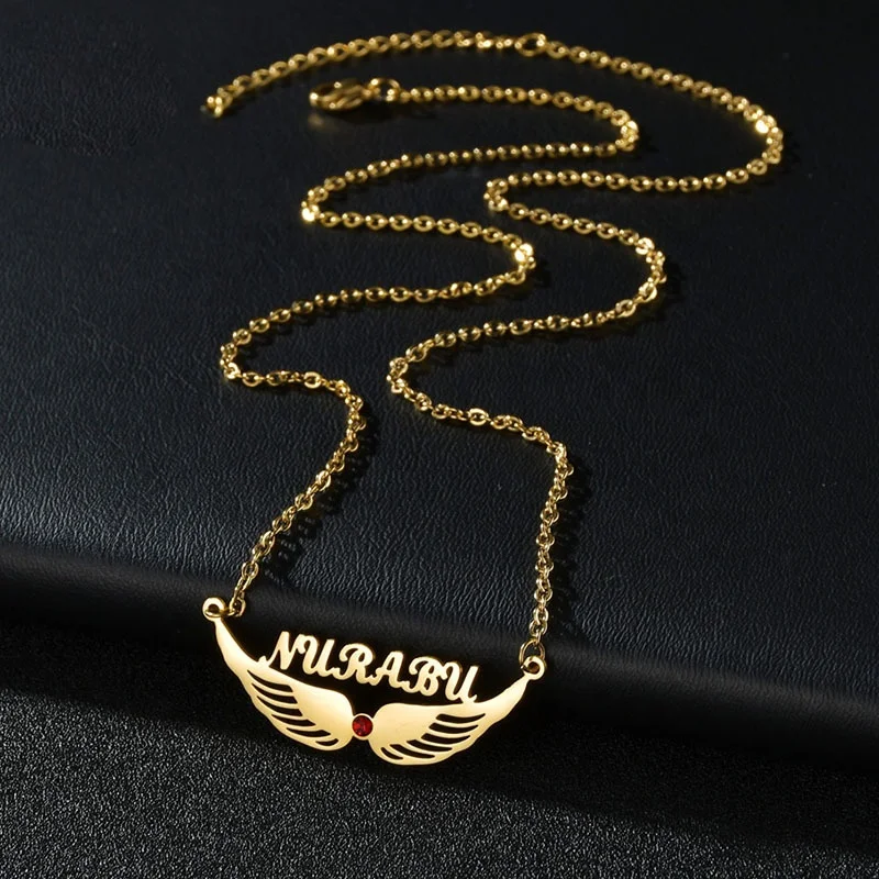 Personalized custom stainless steel jewelry foot charm with logo  double layered name necklace