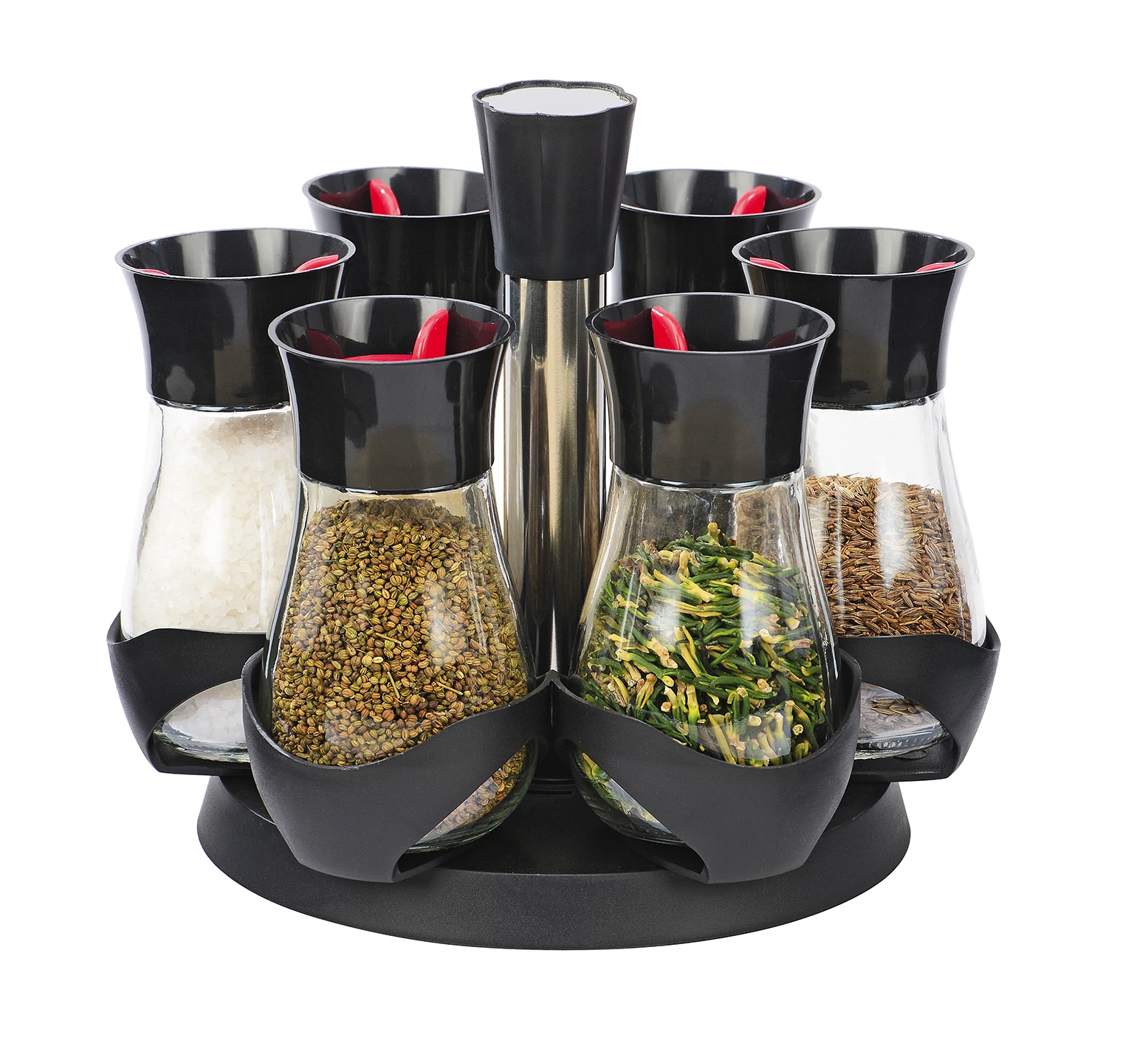 Вращающаяся стеклянная подставка для специй, 6 шт., органайзер, коробка для приправ, банка для бутылок, баночка для специй с вращающимся держателем на 360 градусов